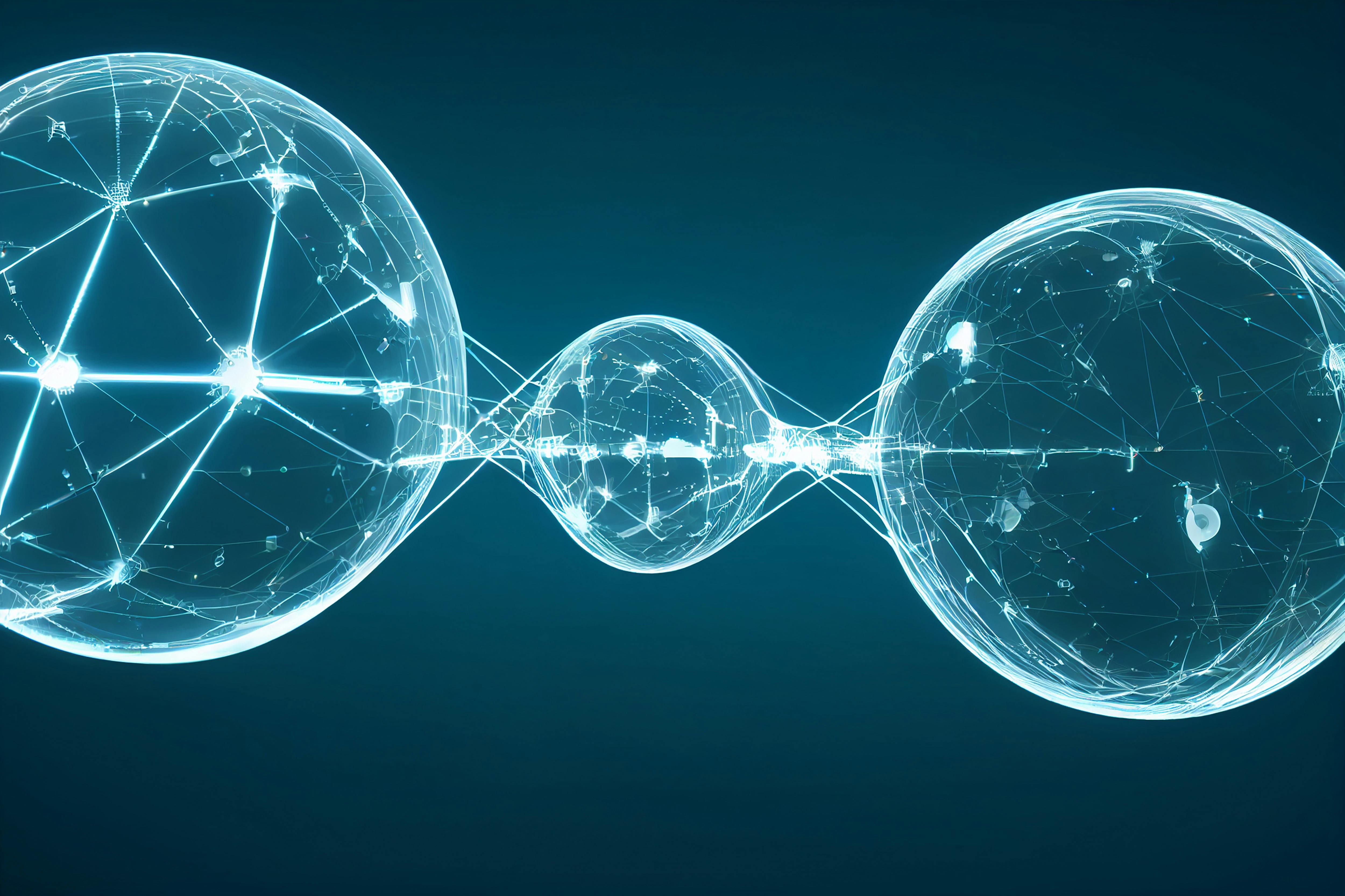 Three interconnected bubbles with connecting lines like a network